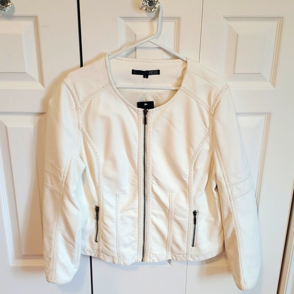 White faux leather jacket
